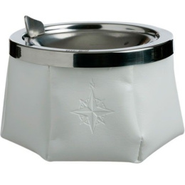 Пепельница нескользящая Marine Business белая, нерж. сталь и исск. кожа (10254681)